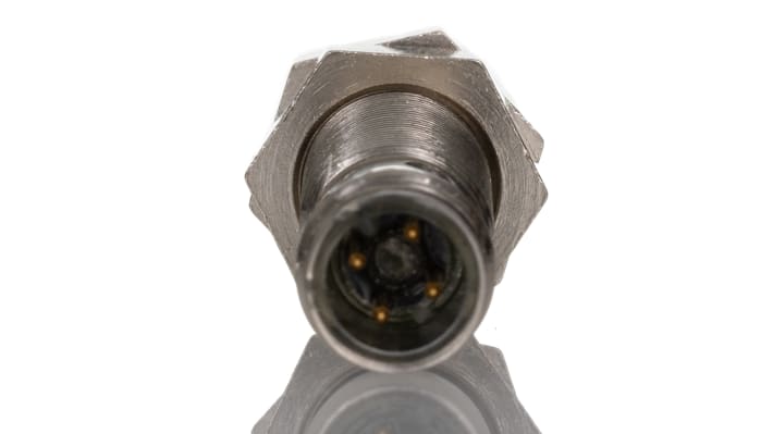 Sensore di prossimità induttivo cilindrico Omron E2A-M12KS04-M1-B1-4, uscita PNP, campo di rilevamento 4 mm, IP67.