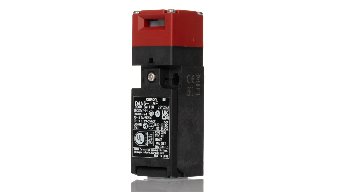 Interruttore di interblocco di sicurezza a chiave Omron D4NS-1AF, 1NC/1NO, IP67, dimensioni 96 x 31 x 30 mm, tensione max 240V CA.