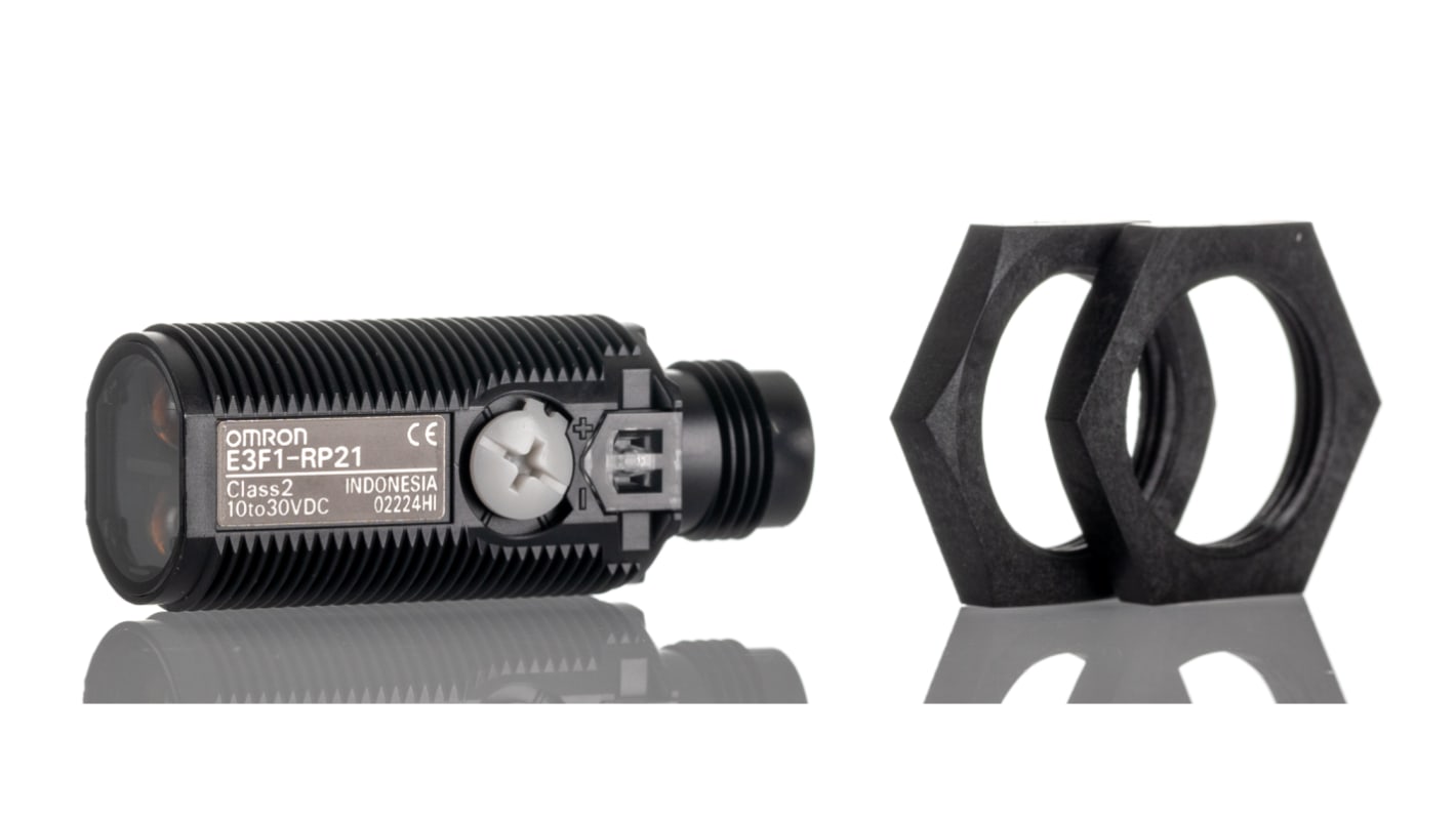 Sensore fotoelettrico Omron E3F1-RP21 cilindrico retroriflettivo 3m PNP per macchinari industriali