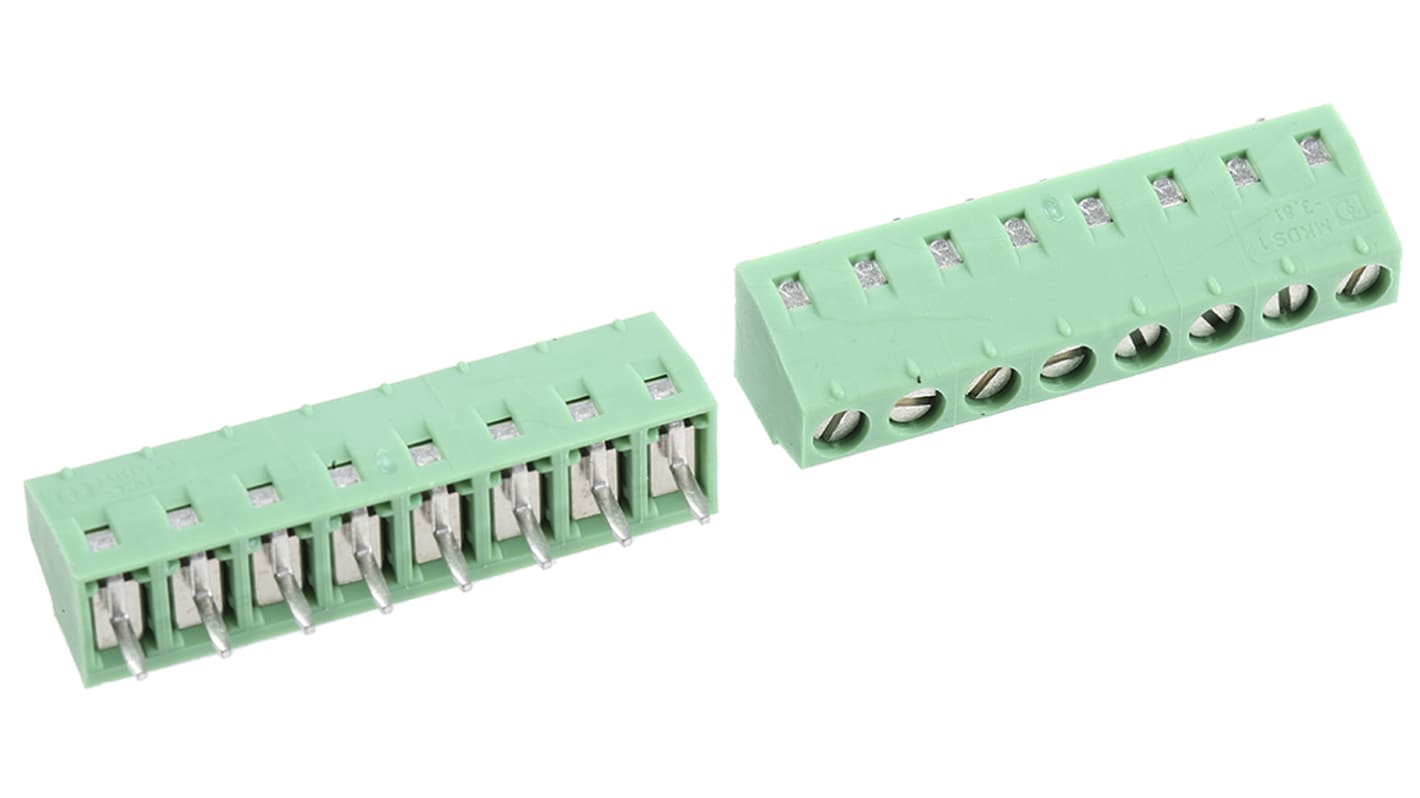 Morsettiere per circuito stampato Phoenix Contact 1727078, 8 vie, passo 3.81mm, montaggio foro passante - Ideale per automazione.