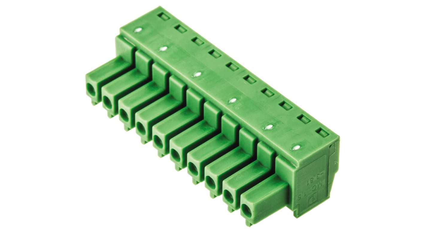 Morsettiera a innesto Phoenix Contact 1803659 - MC 1,5/10-ST-3,81 - 10 vie, 1 fila - Passo 3.81mm - Conforme IEC 60999-1 - UL 94-V0 - 8A
