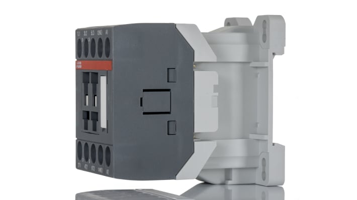 Contattore ABB 1SBL101001R2001 AS09-30-01-20, 3 poli, 22 A, bobina 24 V, montaggio su guida DIN, dimensioni 72.5x45x68 mm.