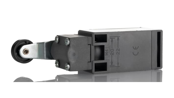 Interruttore di fine corsa a leva a rullo ABB, configurazione 1NC/1NA, grado di protezione IP65, dimensioni 45mm x 30mm x 106mm.