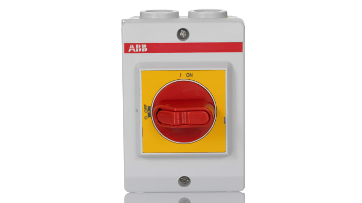 Sezionatore interruttore ABB OT, 3 poli, 16A, 690V, IP65, custodia in policarbonato, dimensioni 60x85x120mm.