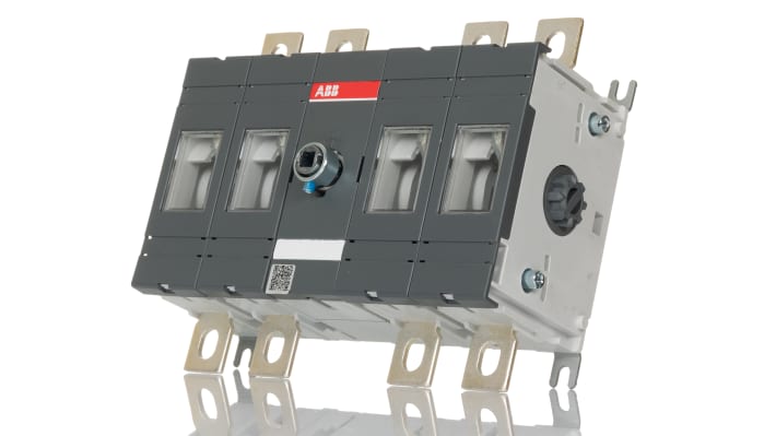 Sezionatore interruttore ABB OT250E22P, 4 poli, corrente 250 A, montaggio su base, dimensioni 82.5 mm x 185.5 mm x 150 mm.