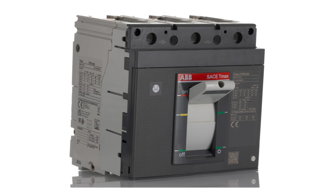 Interruttore magnetotermico ABB 1SDA100551R1 XT5N 630, 3 poli, 630A, montaggio fisso, dimensioni 103.5mm x 140mm x 205mm.