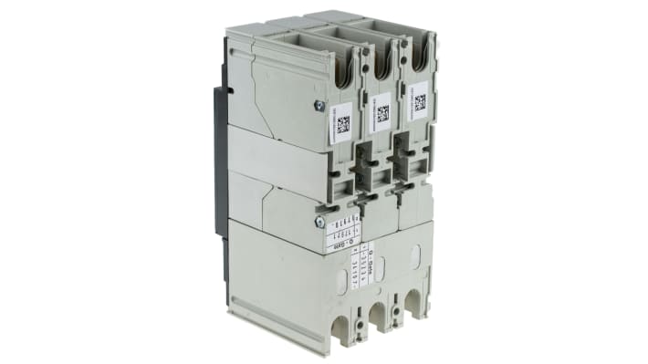 Interruttore magnetotermico ABB 200A, 3 poli, 690 V CA, con terminali anteriori e rilascio termomagnetico.