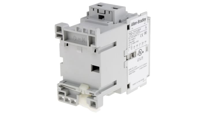 Contattore Allen Bradley 700-CF220KJ, 4 poli, 2 NO + 2 NC, bobina 24 V c.a., dimensioni 80.5x45x81 mm, grado di protezione IP2X.