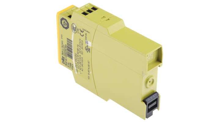 Relè di sicurezza Pilz PNOZ X2.1, 24V, 2 canali, contatti N/O, montaggio su guida DIN, dimensioni 22,5mm x 121mm x 87mm.