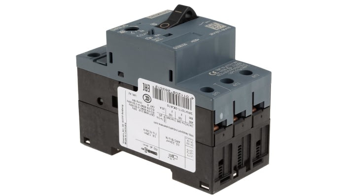 Interruttore automatico del motore Siemens 3RV1011-0KA10, 1,25 A, SIRIUS. Protezione fino a 100 A, 690 V. Resistenza cortocircuiti 50 kA.