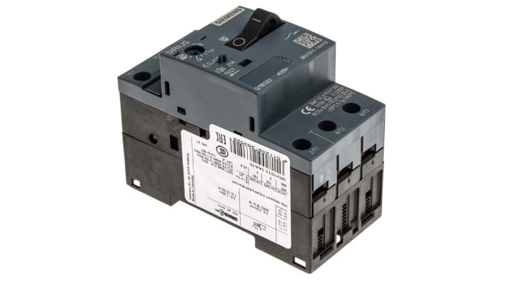 Interruttore automatico motore Siemens 3RV1011-1AA10, 690V, 1,1-1,6A SIRIUS. Protezione da cortocircuiti per impianti industriali.