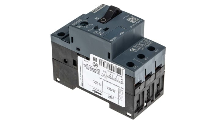 Interruttore automatico motore Siemens 3RV1011-1BA10, 20-690V, 6kV resistenza sovratensioni. Protezione da cortocircuiti fino a 50 kA. Dimensioni compatte.