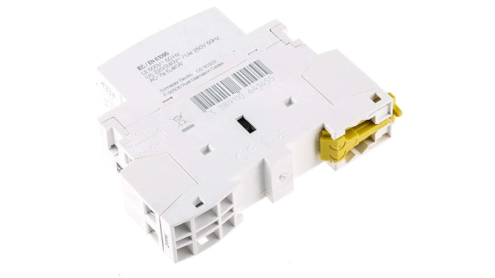 Contattore Schneider Electric GC2520M5, 2 poli, 25 A, bobina 230 V, montaggio a clip, dimensioni 81x17.5x65 mm.