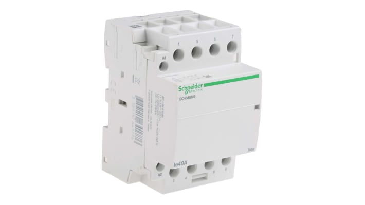 Contattore 4 poli Schneider Electric GC4040M5, 40 A, 230 V ca, 415 V ca, dimensioni 81x52.5x65 mm, IP40.