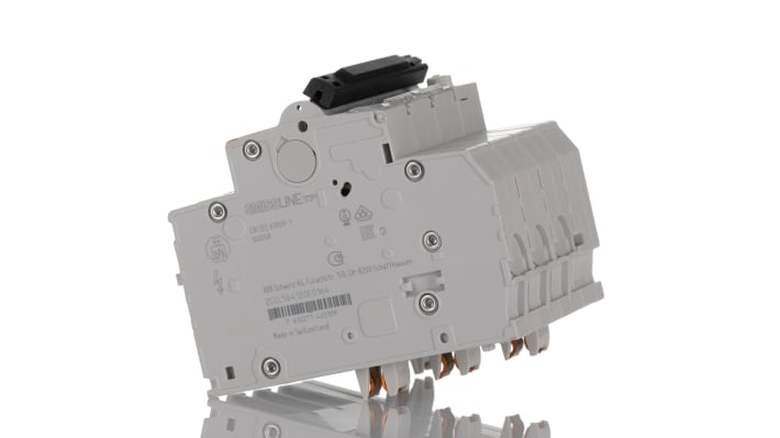 Interruttore differenziale ABB 4 poli, 16 A, 100 mA, montaggio su guida DIN, dimensioni 91 x 72 x 91 mm.