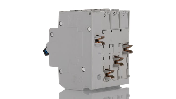 Interruttore differenziale ABB 4 poli, 16 A, 100 mA, montaggio su guida DIN, dimensioni 91 x 72 x 91 mm.