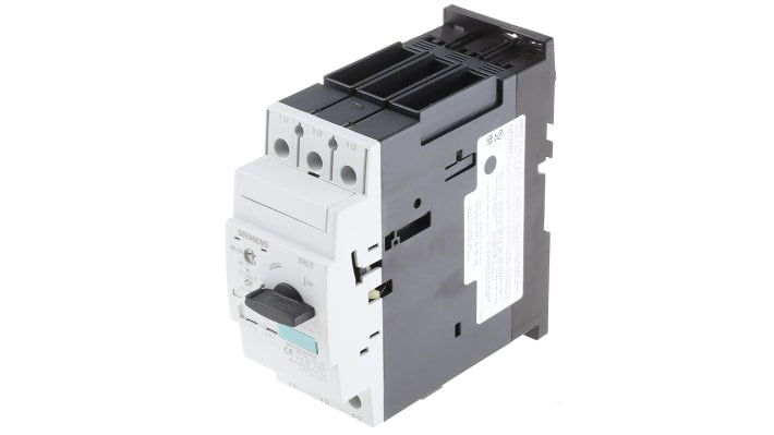 Interruttore magnetotermico Siemens 3RV1031-4GA10 per protezione motori, corrente 36-45 A, dimensioni 140x55x149 mm.