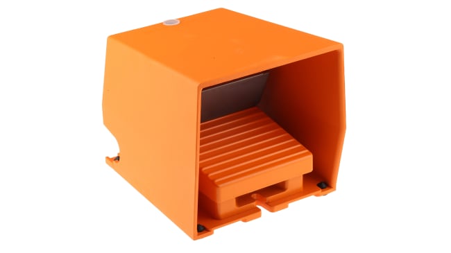 Interruttore a pedale instabile On-Off Schneider Electric XPER510, IP66, con contenitore metallico, fissaggio a pavimento.