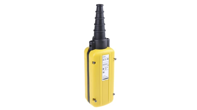 Stazione pensile a pulsante Schneider Electric XACA271, 2 NA, protezione IP65, temperatura operativa -25°C/+70°C, colore giallo, pre-assemblata.