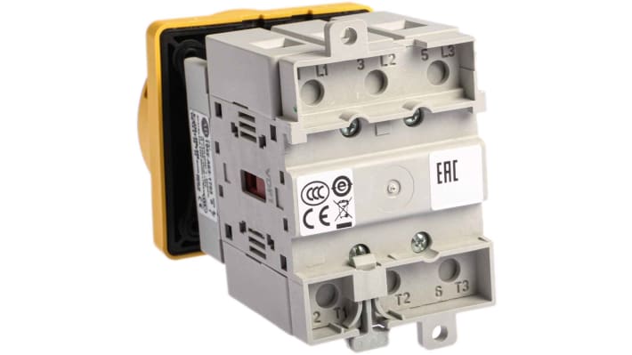 Interruttore di isolamento Allen Bradley 3 poli, 63A, 690V, IP66, montaggio su base, dimensioni 80mm x 54mm x 73mm.