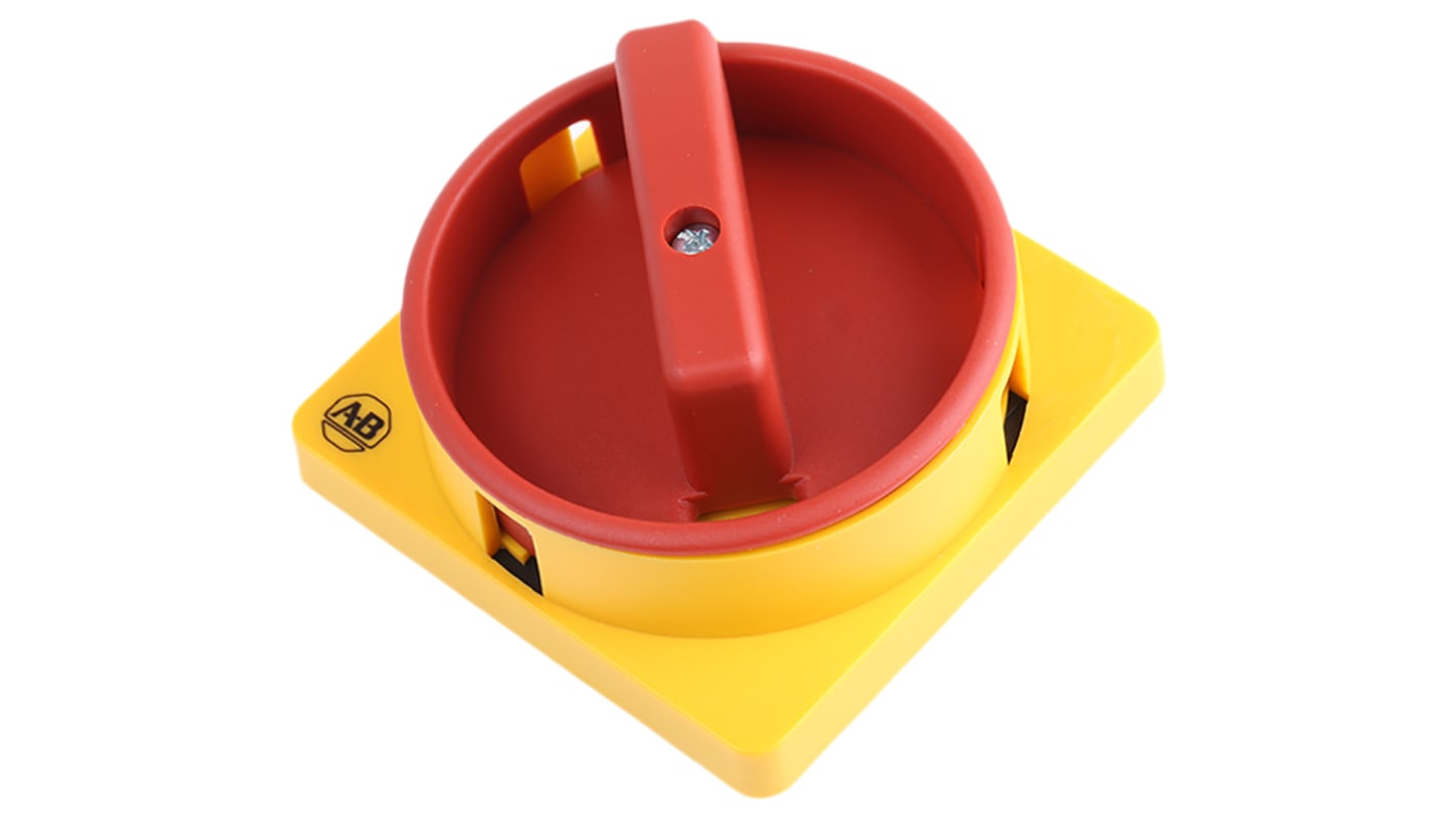 Manopola rotante Allen Bradley 194L-HE6N-175, colore rosso/giallo, IP66, per interruttori Serie 194E, compatibile con MCS 9mm Grid System.