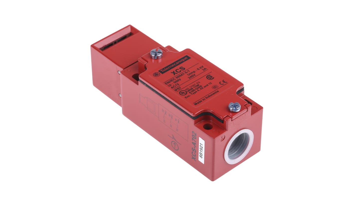 Interruttore di sicurezza Telemecanique Sensors XCSA702 - Chiave, IP67, 240V, 6A. Ideale per automazione industriale, settore minerario e trasporti.