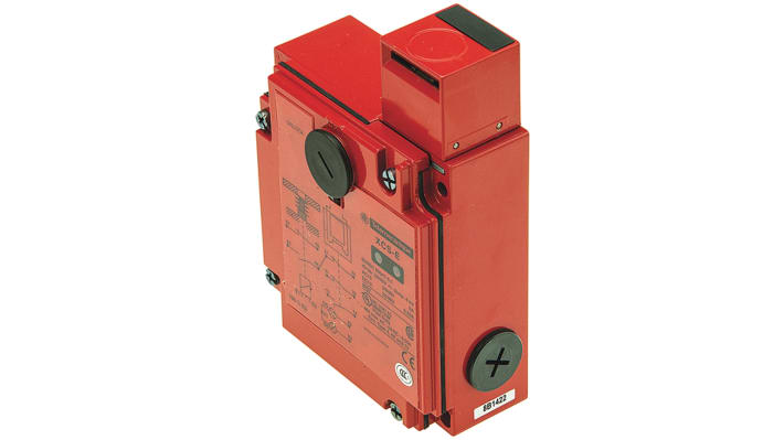 Interruttore di interblocco a solenoide Telemecanique Sensors XCSE7512, design rettangolare in metallo, 24V, IP67, 44mm x 146mm x 98mm.