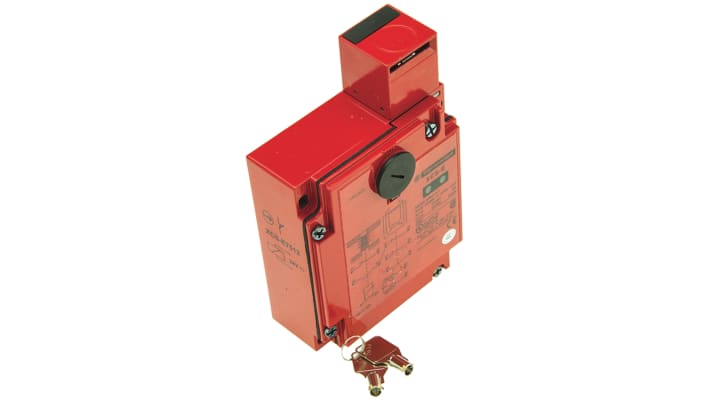 Interruttore di interblocco a solenoide Telemecanique Sensors XCSE7512, design rettangolare in metallo, 24V, IP67, 44mm x 146mm x 98mm.