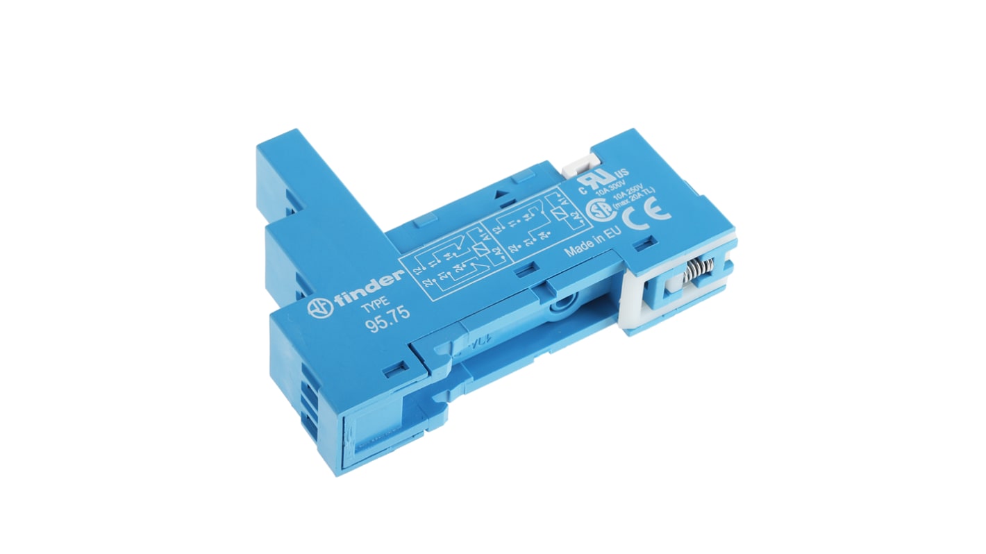 Finder 95.75SMA, zoccolo per relè su guida DIN, 8 pin, 10A, 250VAC, grado di protezione IP20, compatibile con serie 40.51-44.62.