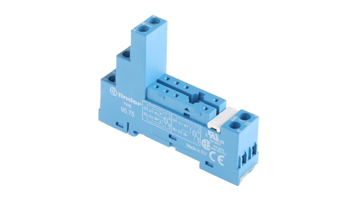 Finder 95.75SMA, zoccolo per relè su guida DIN, 8 pin, 10A, 250VAC, grado di protezione IP20, compatibile con serie 40.51-44.62.