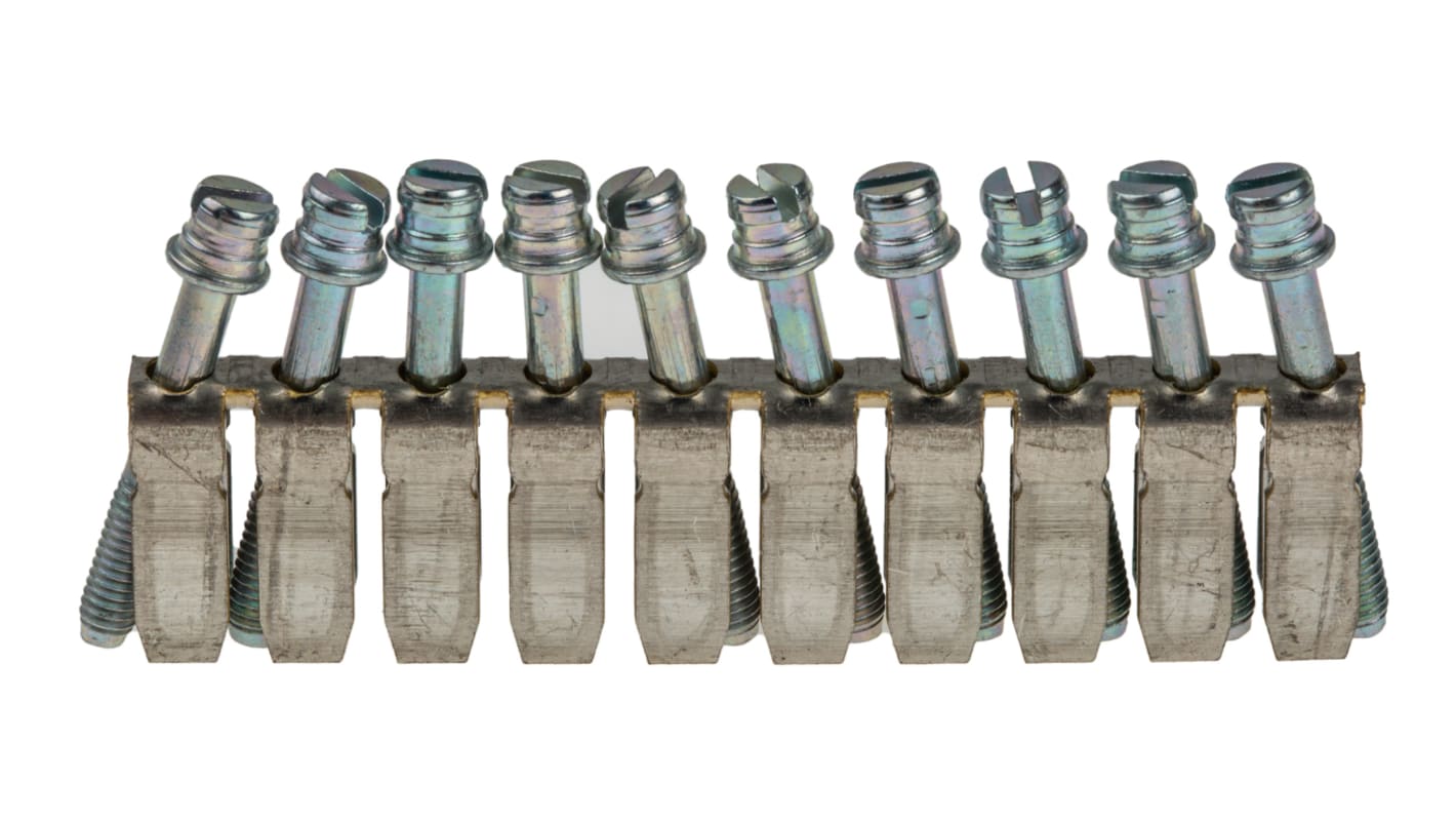 Barra a ponticello ABB BJM 1SNA176277R0500 per morsettiere serie 5000, compatibile con terminali DIN, con 100 schede di marcatura.