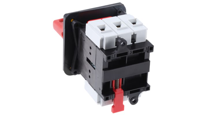 Interruttore di isolamento Schneider Electric VCF02, 3 poli, 12A, montaggio a pannello, protezione IP65, maniglia rossa.