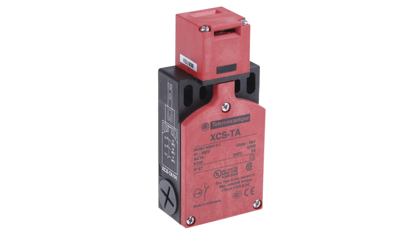 Interruttore di interblocco Telemecanique Sensors XCSTA791, 2NC/1NO, 240V, 6A, IP67 - Robusto e affidabile con apertura positiva.