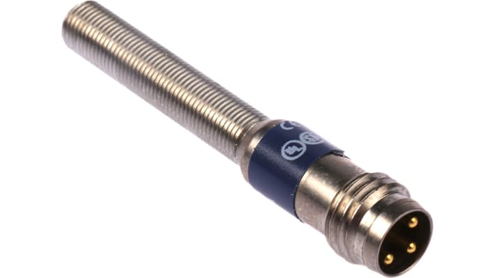 Sensore di prossimità cilindrico PNP Telemecanique XS1N05PA311S, M5, rilevamento 0,8 mm, IP67, montaggio a filo, cavo 2 m.