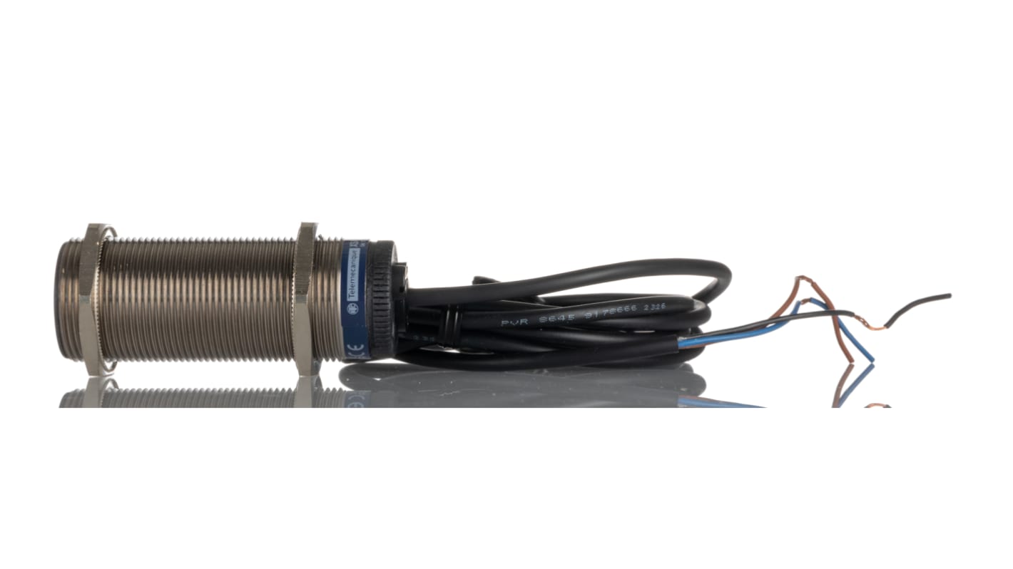 Sensore di prossimità cilindrico PNP Telemecanique Sensors XSAV12373, M30, rilevamento 10 mm, alimentazione 12-48 V c.c., IP67, cavo 2 m.
