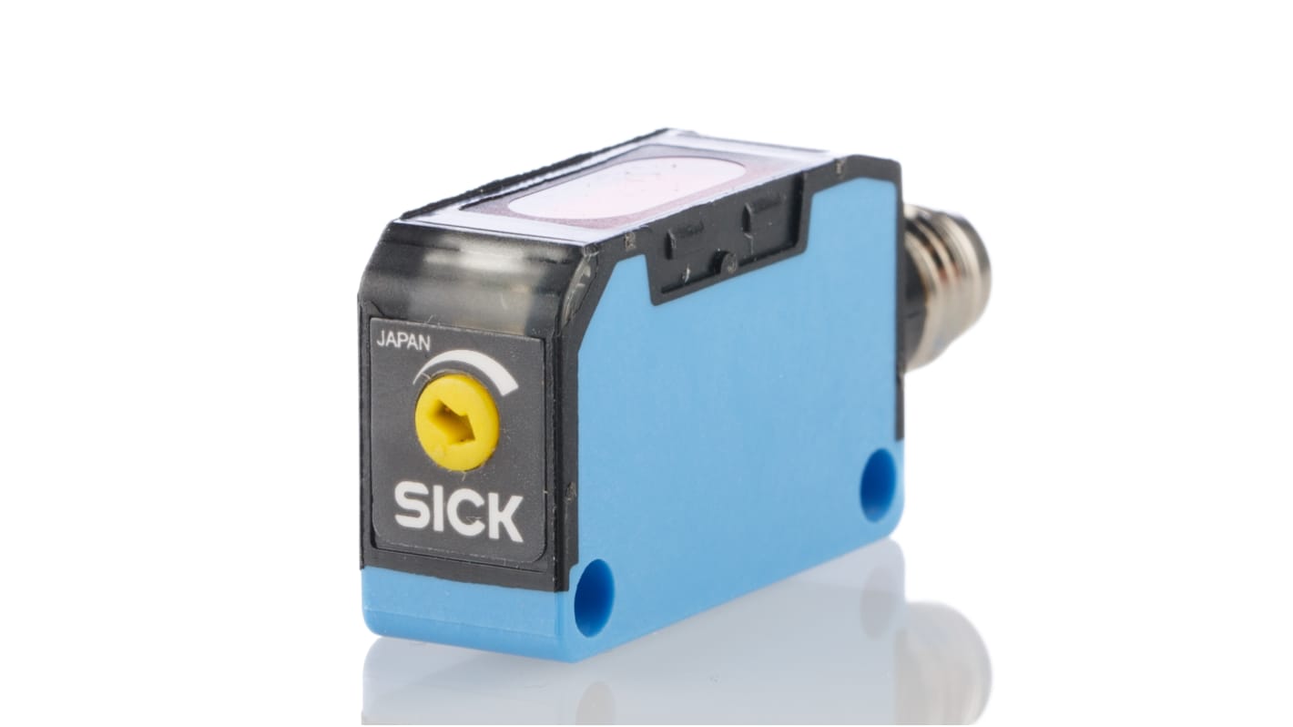 Sensore fotoelettrico rettangolare Sick WT150-P460, rilevamento 2-100 mm, montaggio a pannello, grado di protezione IP67.
