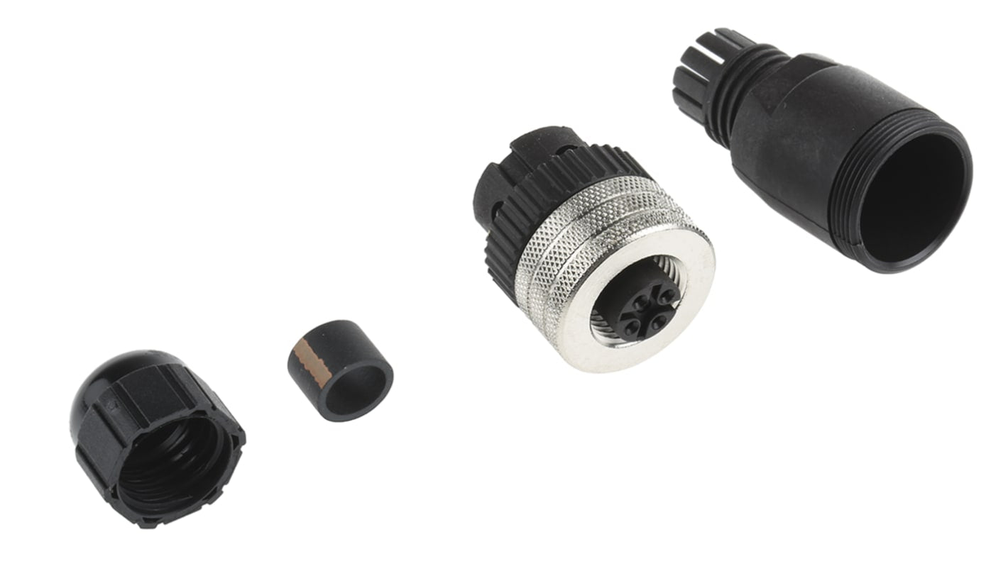 Connettore circolare M12 femmina Micro-Change, 4 poli, montaggio su cavo - Brad from Molex 1200710035. Impermeabile IP67, facile installazione per applicazioni industriali.