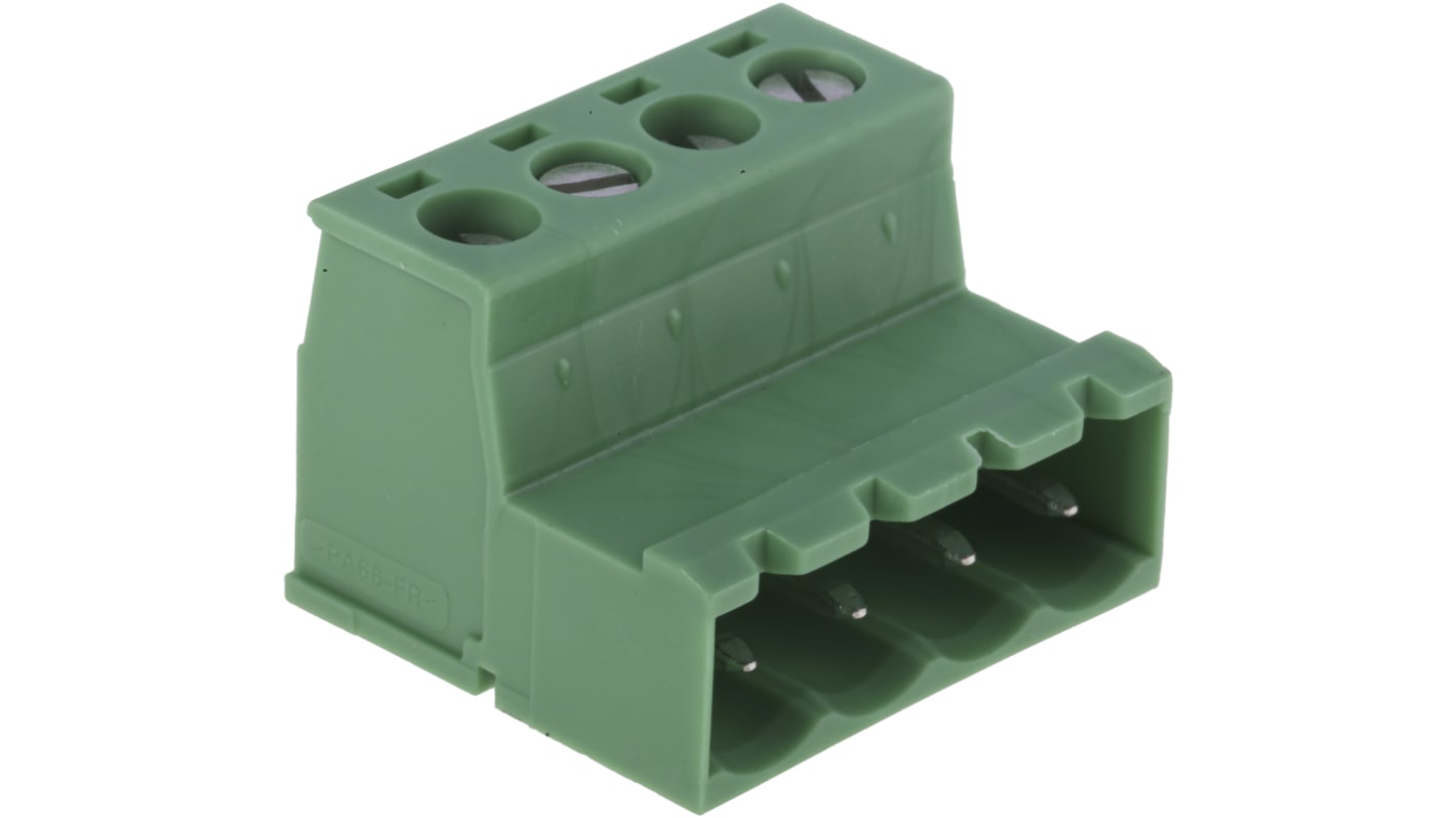 Morsettiera Maschio a 4 vie Phoenix Contact 1786190, passo 5.08mm. Connettore invertito per circuiti stampati, resistente alle vibrazioni, certificato UL.