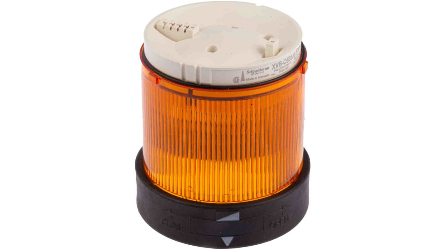 Segnalatore luminoso Schneider Electric XVBC5B5 Ambra 24V c.a./c.c. Ø70mm h63mm - Tecnologia LED, grado IP66, ideale per ambienti industriali e rumorosi.