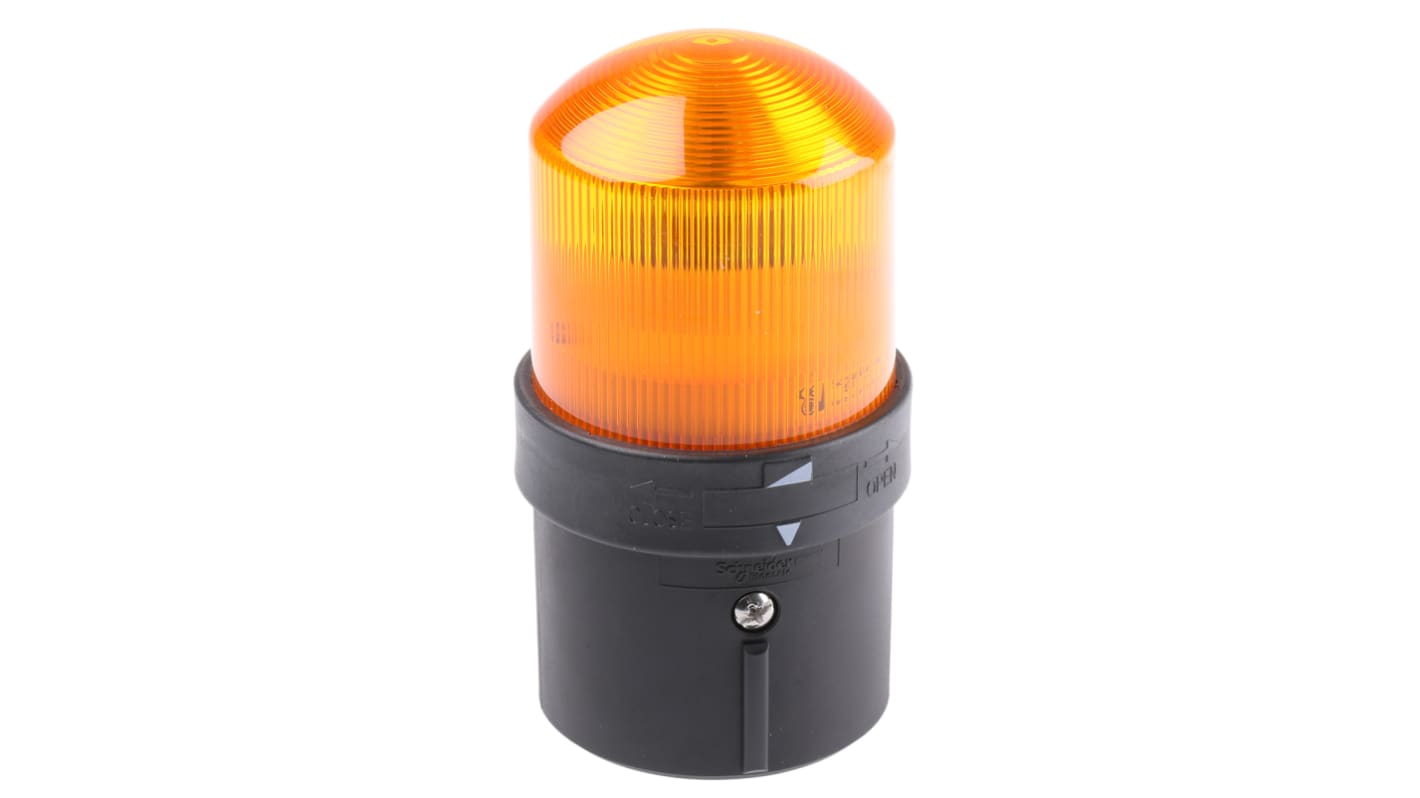 Segnalatore lampeggiante ambra Schneider Electric XVBL4M5, incandescenza, montaggio su base, IP65, 70 mm di diametro, 139 mm di altezza.