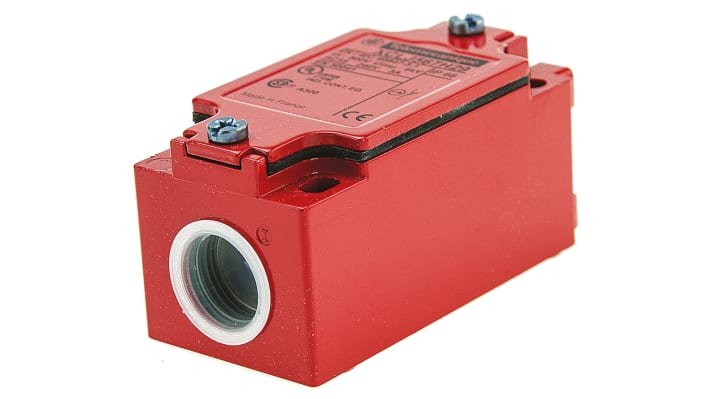 Telemecanique Sensors, interruttore di fine corsa NO/NC IP66, corpo metallico rosso, dimensioni 120mm x 40mm x 44mm.