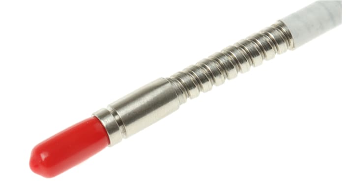 Cavo per sensore in fibra ottica WLL260, Sick LISTA32900, con rivestimento in acciaio inox e uscita PNP, montaggio senza utensili.
