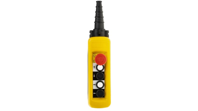Stazione pensile a pulsante Schneider Electric XACA47131, 5 pulsanti, grado di protezione IP65, per sollevatori a motore.