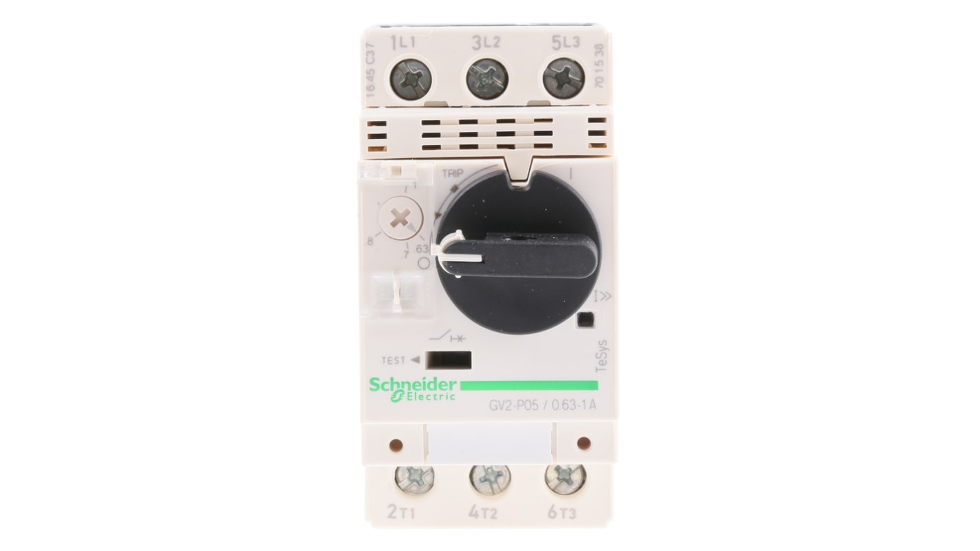 Interruttore automatico motore Schneider Electric GV2P05, 1A TeSys - Protezione termomagnetica per motori a gabbia. Adatto per macchine, attrezzature agricole e impianti alimentari.