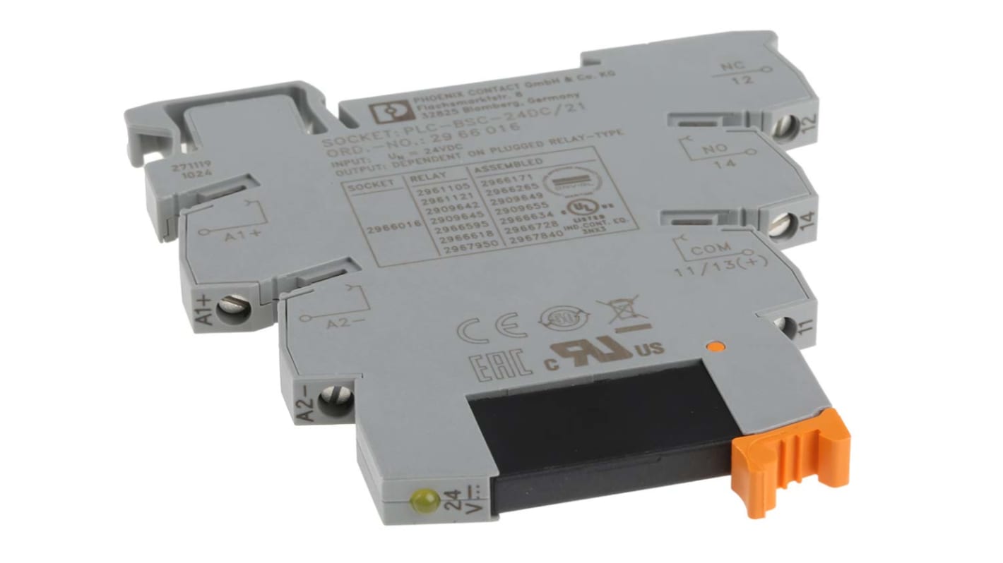 Relè di interfaccia a stato solido Phoenix Contact 2966728 con collegamento a vite M3, montaggio su guida DIN. Controllo flessibile per circuiti in corrente continua da 3 a 48 V c.c. Ideale per automazione industriale.