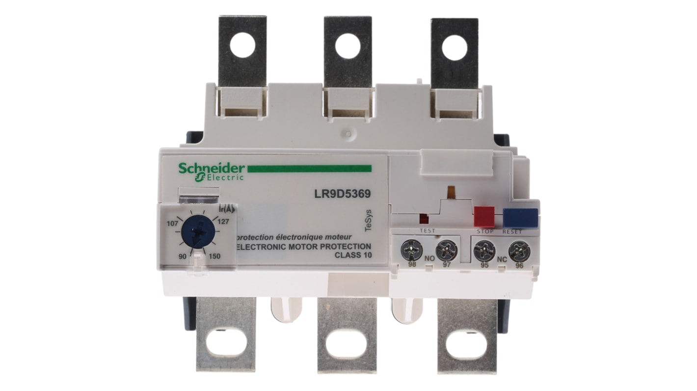 Relè di sovraccarico Schneider Electric LR9D5369, carico FLC 90-150 A, dimensioni 120x255x132 mm, per contattori D2.