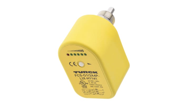 Regolatore di flusso Turck FCS-G1/2A4P-LIX-H1141, sensore di immersione, uscita 4-20 mA, IP65, dimensioni 50 x 78 x 44 mm.
