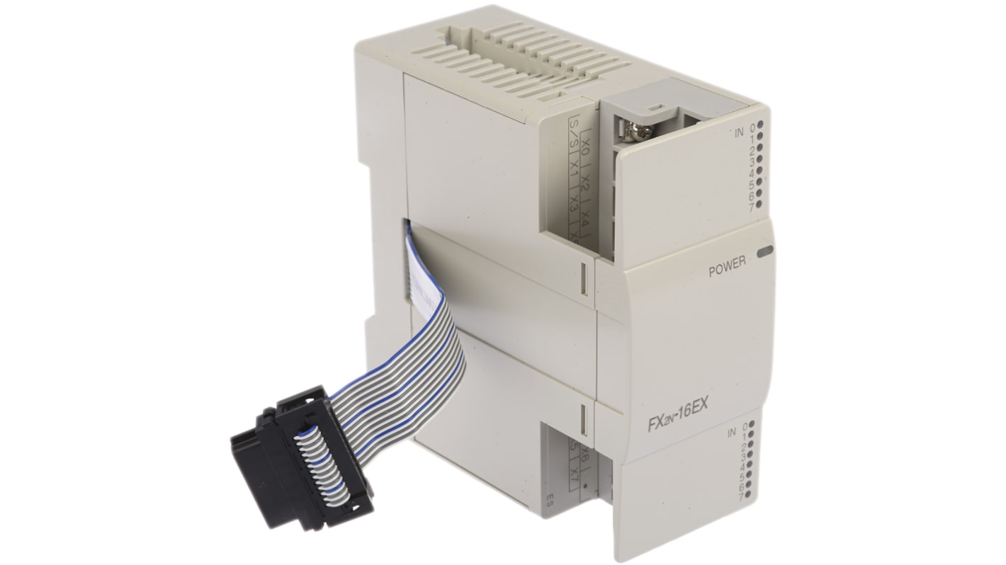 Modulo I/O digitale Mitsubishi Electric FX2N-16EX-ES/UL, 16 ingressi selezionabili 24VDC, dimensioni 90 x 40 x 87 mm, certificato UL/cUL.