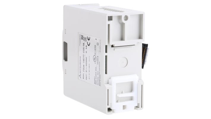 Modulo I/O PLC Mitsubishi Electric FX2N-16EYT-ESS/UL, 16 ingressi e 16 uscite, montaggio su guida DIN, dimensioni 90 x 40 x 87 mm.