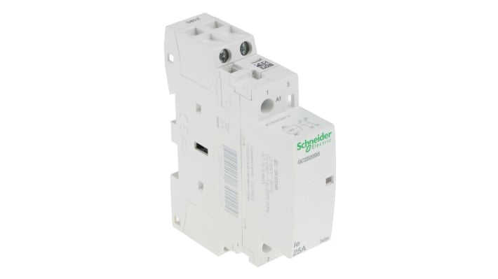 Contattore miniaturizzato Schneider Electric GC2520B5, 2P 25A 24V CA per applicazioni monofase e trifase. Sicuro, compatto e facile da installare.